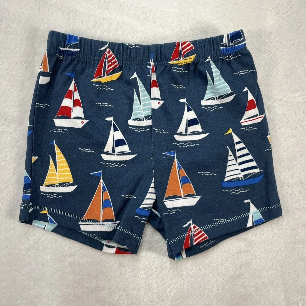 Mudpie Cotton Shorts Baby Boy 12-18m Nautical Sailboats Coastal Summer Beach